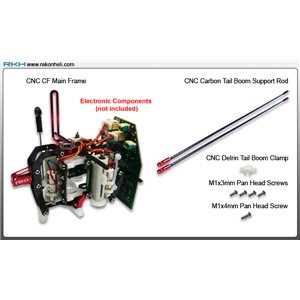 Cadre complet+ haubans  CNC rouge pour Blade mCPX/ V2